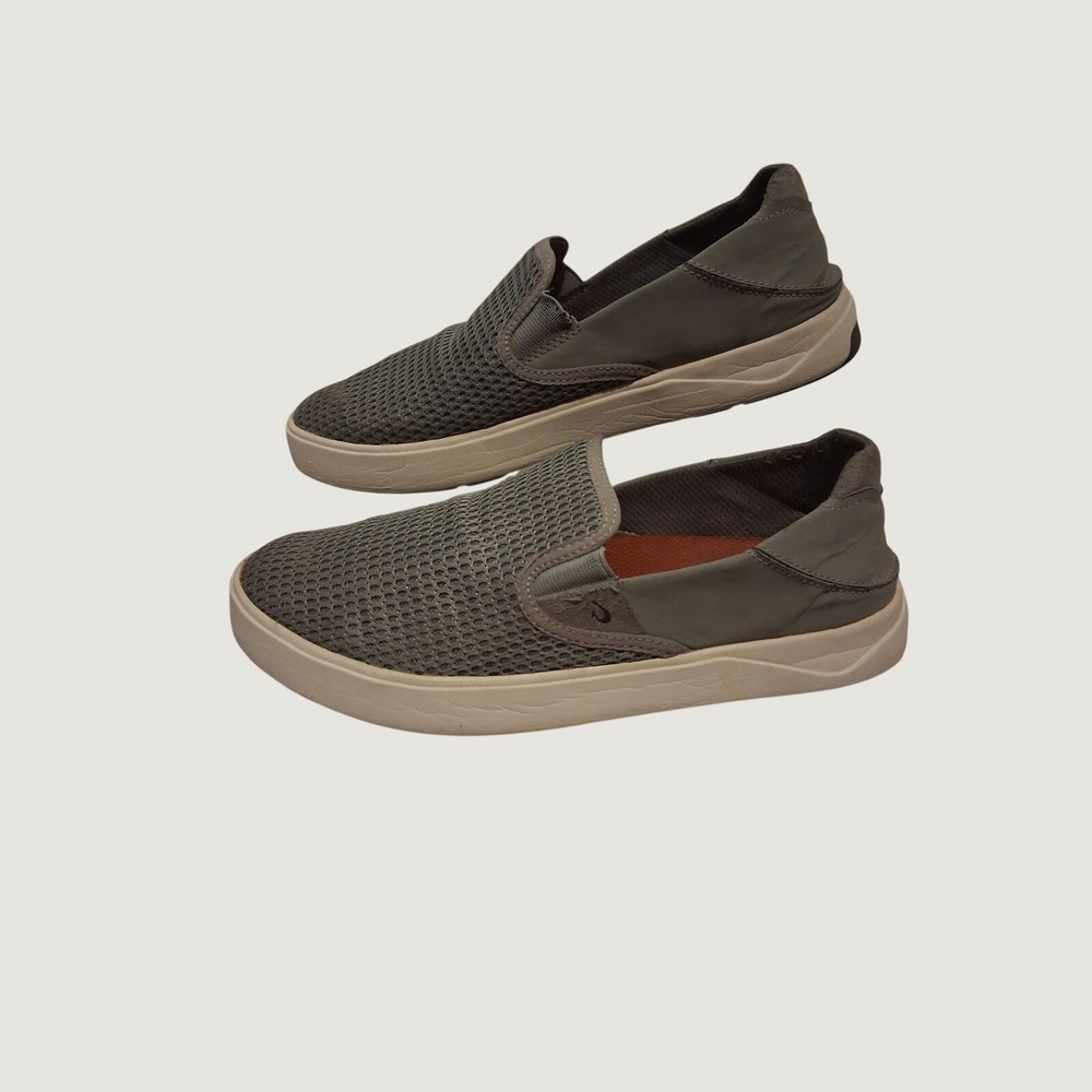 OluKai Lae'ahi Men Sage Grey Mesh Slip On Sneakers Drop-In Heel Size 7